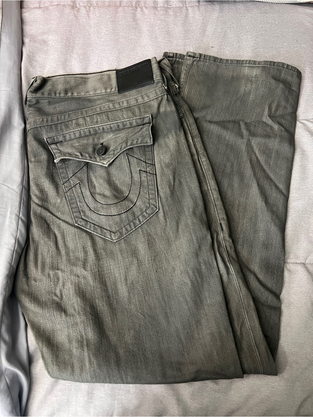 True Religion Men's Washed Gray Relaxed Jeans